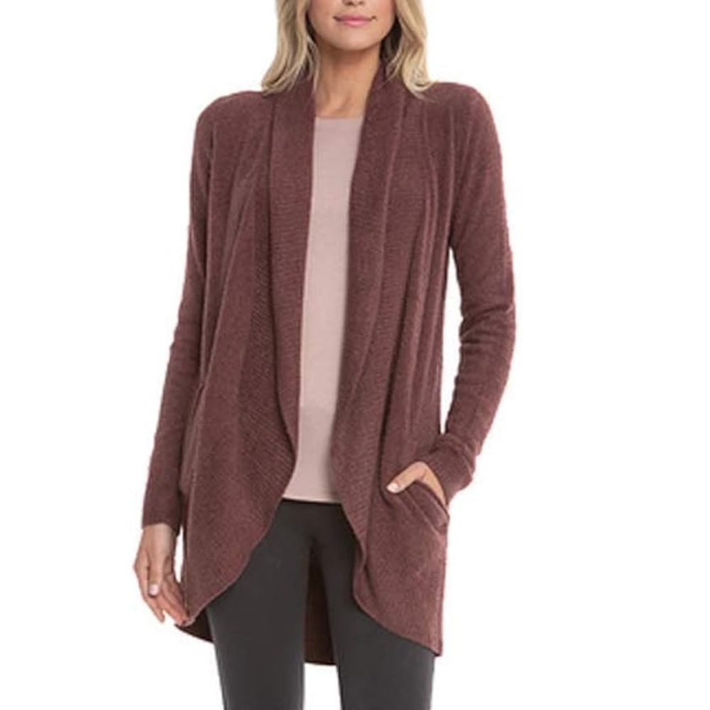 Barefoot Dreams Cozy Chic Lite Circle Open Cardigan Red Medium